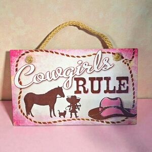 Cowgirls Rule Pink and Brown Wall Art